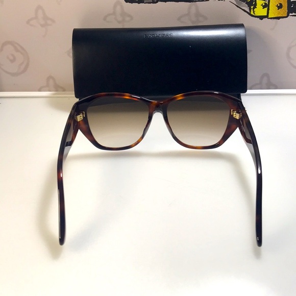 💯- New SAINT LAURENT SLM8 Cat Eye HAVANA Brown Frame/Grey Lenses Sunglasses - Picture 8 of 14
